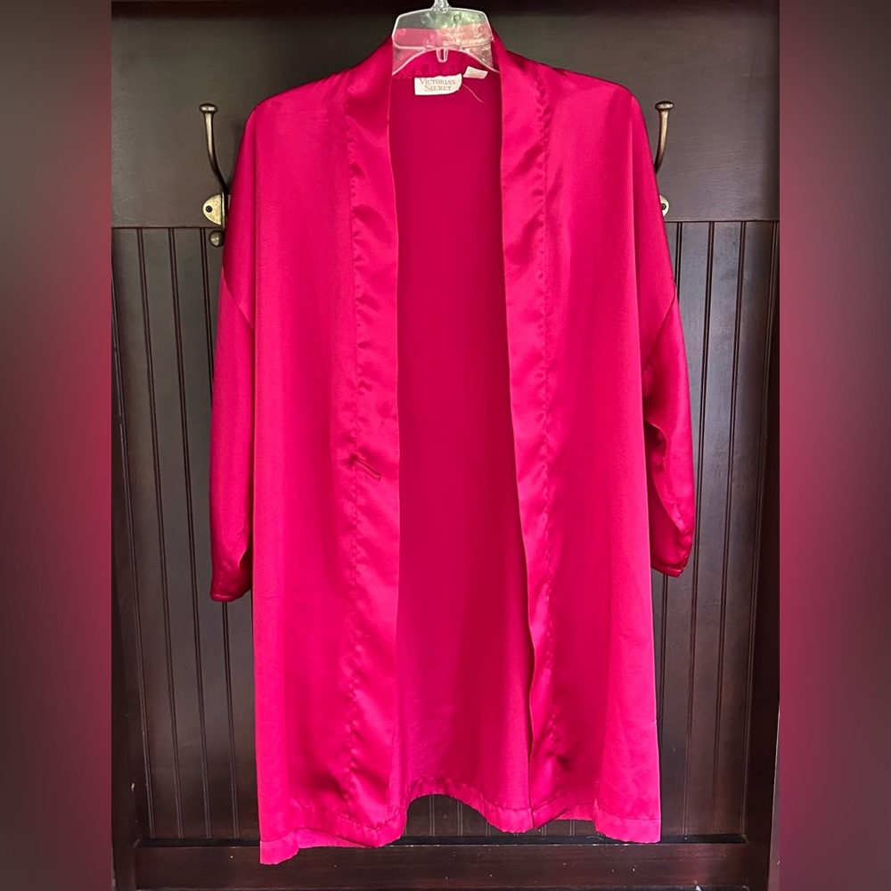 VINTAGE VICTORIA’S SECRET Gold Label Silky Satin Kimono Cover Up Quiet Luxury OS - Picture 3 of 8